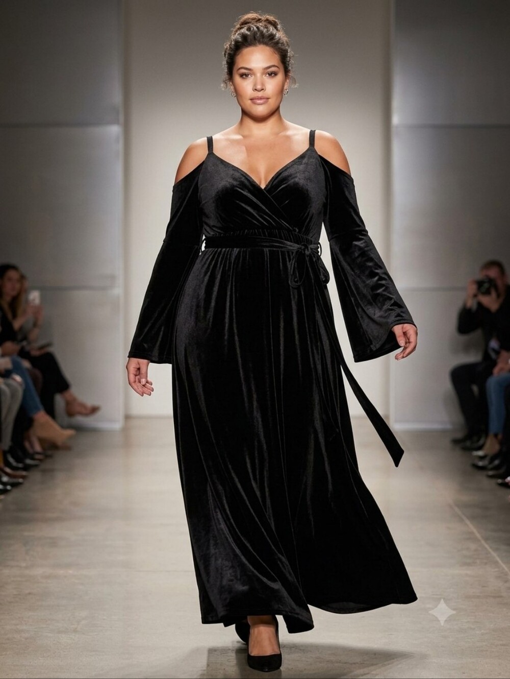 Torrid Black Velvet Cold Shoulder Dress Bell Sleeve Whimsigoth Gothic Size 2 2X
